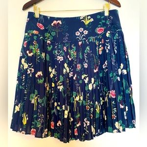 Navy Floral Pleated Mini Skirt Sz 10
